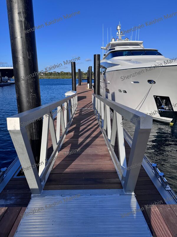 Marine Aluminum Gangway with 1.1m Height Handrails and WPC Decking for Floating Dock Access